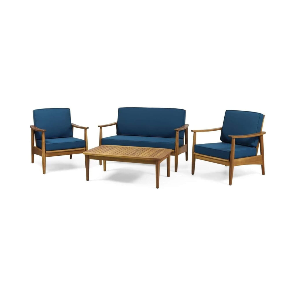 Premium 4-Piece Wooden Outdoor Patio Conversation Seating Set With Cushions (SAK31469) - Saksby Wholesale - Package Set Details