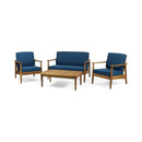 Premium 4-Piece Wooden Outdoor Patio Conversation Seating Set With Cushions (SAK31469) - Saksby Wholesale - Package Set Details