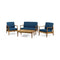 Premium 4-Piece Wooden Outdoor Patio Conversation Seating Set With Cushions (SAK31469) - Saksby Wholesale - Package Set Details