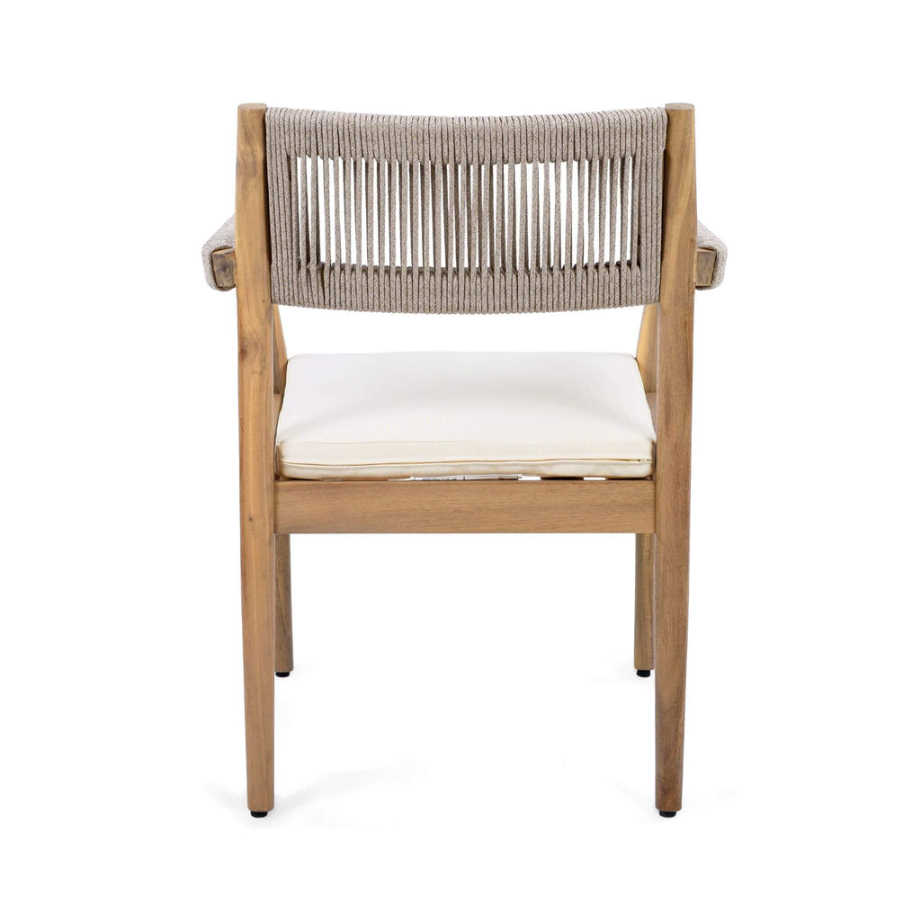 Premium 5-Piece Outdoor Acacia Wood Patio Furniture Set With Braided Dining Chairs, Cushions, And Dining Table (SAK26754) - Saksby Wholesale - Back View Chair Only Details