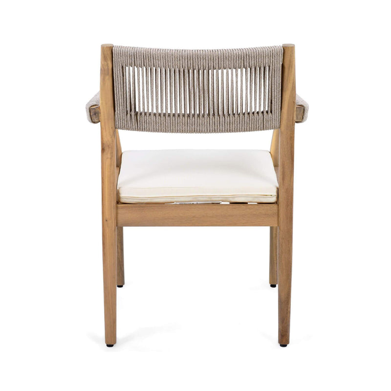 Premium 5-Piece Outdoor Acacia Wood Patio Furniture Set With Braided Dining Chairs, Cushions, And Dining Table (SAK26754) - Saksby Wholesale - Back View Chair Only Details