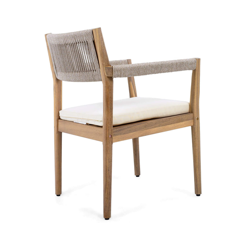 Premium 5-Piece Outdoor Acacia Wood Patio Furniture Set With Braided Dining Chairs, Cushions, And Dining Table (SAK26754) - Saksby Wholesale - Back View Chair Only