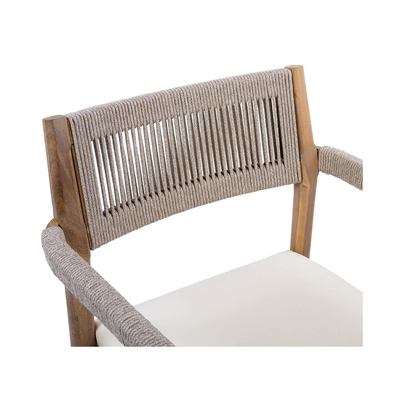 Premium 5-Piece Outdoor Acacia Wood Patio Furniture Set With Braided Dining Chairs, Cushions, And Dining Table (SAK26754) - Saksby Wholesale - Chair Back Rest Design Details
