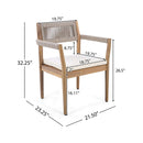 Premium 5-Piece Outdoor Acacia Wood Patio Furniture Set With Braided Dining Chairs, Cushions, And Dining Table (SAK26754) - Saksby Wholesale - Chair Dimensions