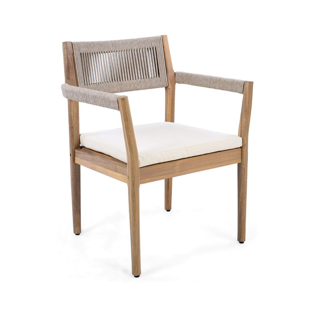Premium 5-Piece Outdoor Acacia Wood Patio Furniture Set With Braided Dining Chairs, Cushions, And Dining Table (SAK26754) - Saksby Wholesale - Chair Only White Background
