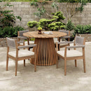 Premium 5-Piece Outdoor Acacia Wood Patio Furniture Set With Braided Dining Chairs, Cushions, And Dining Table (SAK26754) - Saksby Wholesale - Outdoor Lifestyle
