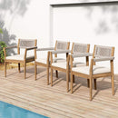 Premium 5-Piece Outdoor Acacia Wood Patio Furniture Set With Braided Dining Chairs, Cushions, And Dining Table (SAK26754) - Saksby Wholesale - Poolside Lifestyle Chairs Only