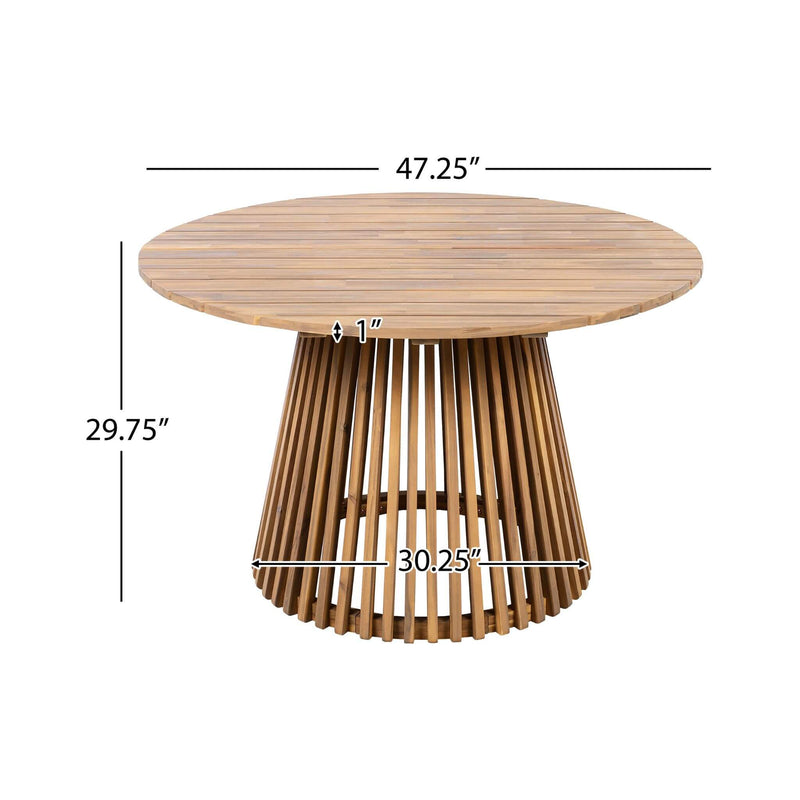 Premium 5-Piece Outdoor Acacia Wood Patio Furniture Set With Braided Dining Chairs, Cushions, And Dining Table (SAK26754) - Saksby Wholesale - Table Dimensions