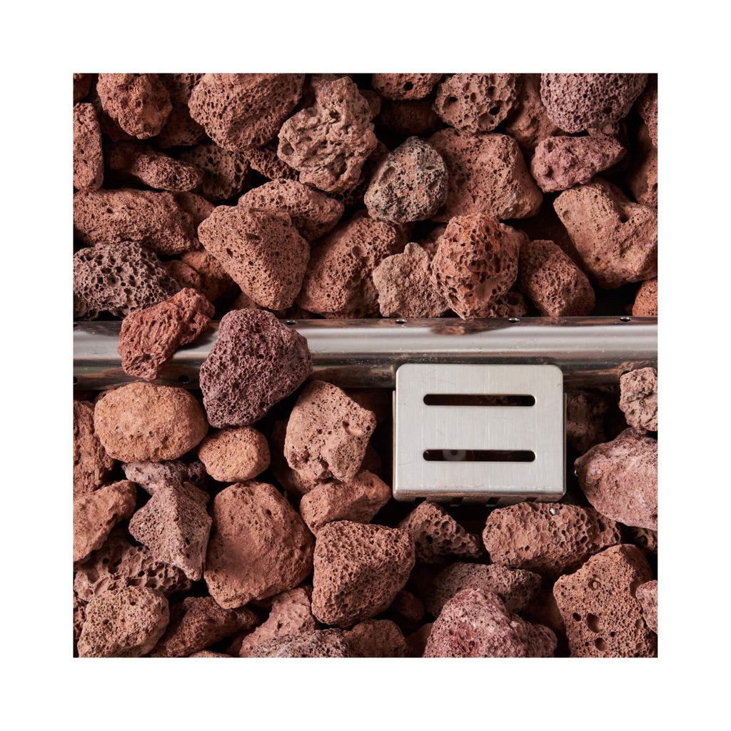 Premium 56" Outdoor Rectangular Concrete Propane Fire Pit With Faux Stone Pattern,50K BTU (SAK31845) - Saksby Wholesale - Burner View