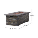 Premium 56" Outdoor Rectangular Concrete Propane Fire Pit With Faux Stone Pattern,50K BTU (SAK31845) - Saksby Wholesale - Dimension View