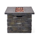 Premium 56" Outdoor Rectangular Concrete Propane Fire Pit With Faux Stone Pattern,50K BTU (SAK31845) - Saksby Wholesale - Side Full View
