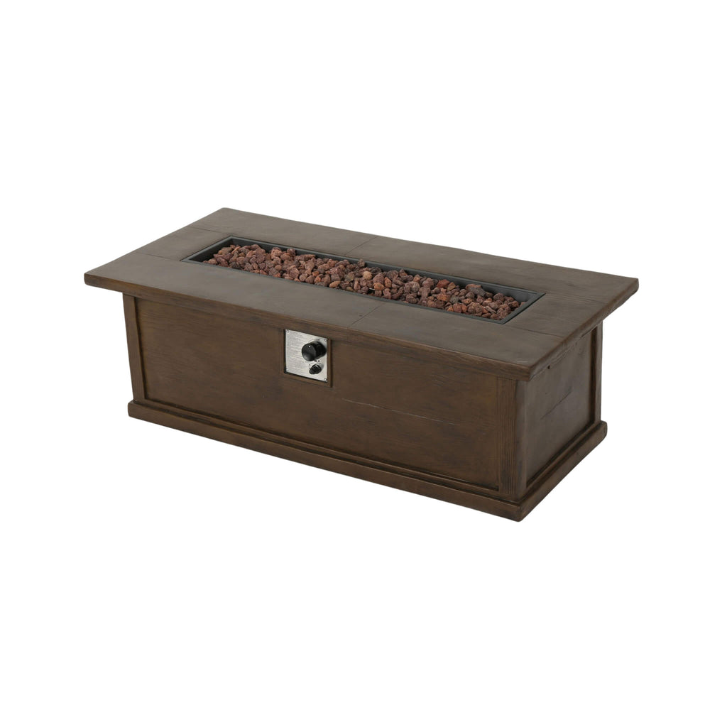 Premium 56" Transitional Rectangular Outdoor Propane Gas Fire Pit Table, 50K BTU (SAK25790) - Saksby Wholesale - Front Right View