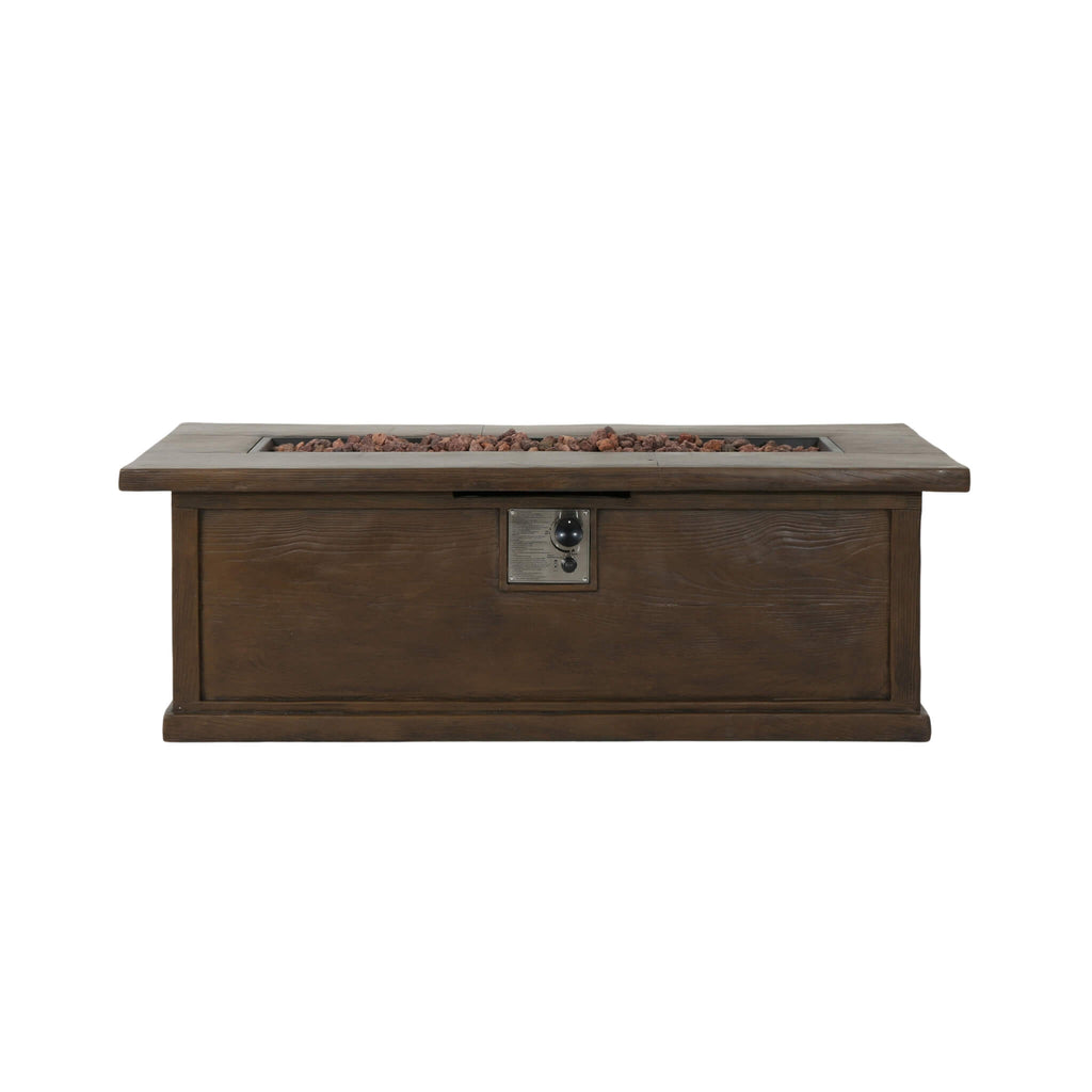 Premium 56" Transitional Rectangular Outdoor Propane Gas Fire Pit Table, 50K BTU (SAK25790) - Saksby Wholesale - Front View