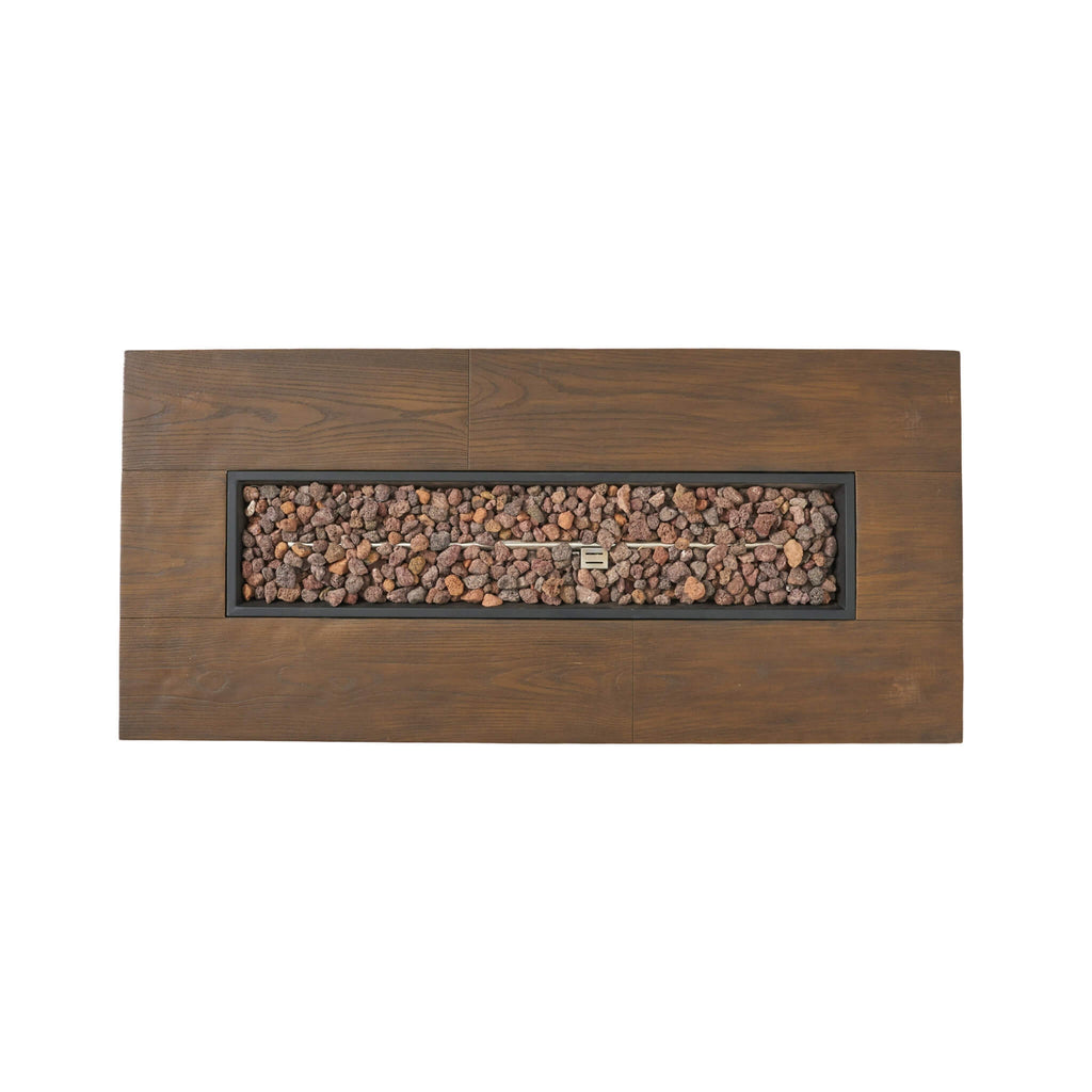 Premium 56" Transitional Rectangular Outdoor Propane Gas Fire Pit Table, 50K BTU (SAK25790) - Saksby Wholesale - Top View