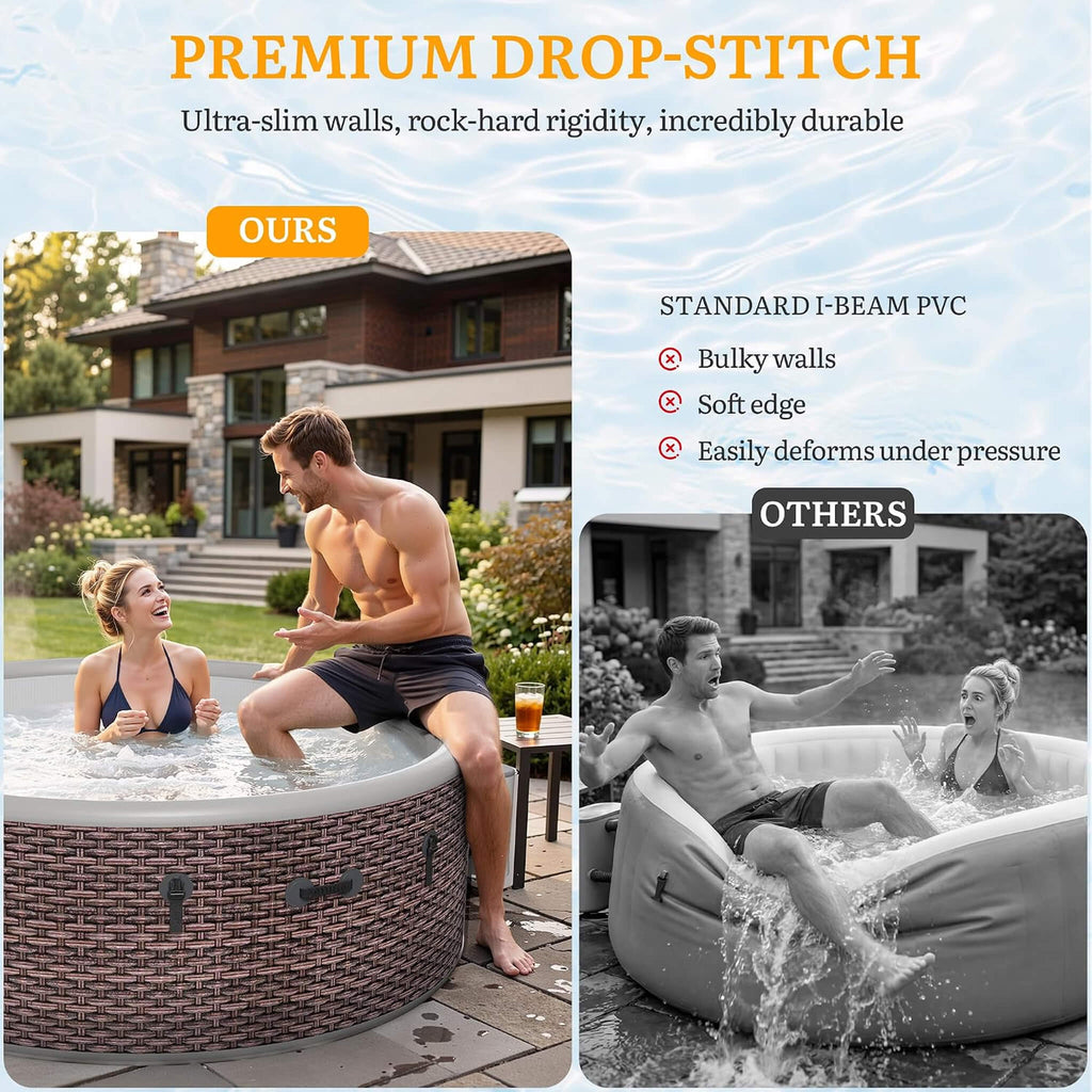 Premium 6-Person Inflatable Drop-Stitch Hot Tub With 180 Massage Jets (SAK87132) - Saksby Wholesale - Drop-Stitch