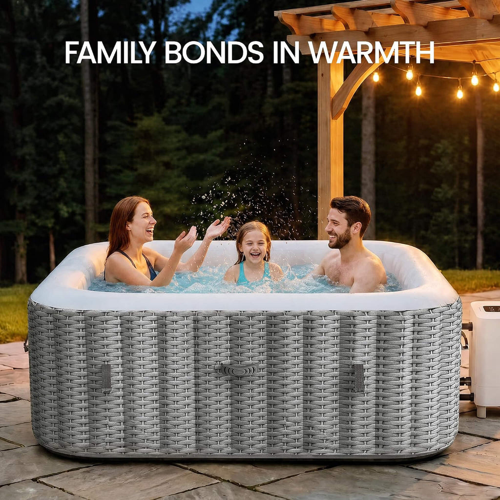 Premium 6-Person Portable Inflatable Hot Tub With 130 Massage Jets And 6 Filter Cartridges (SAK82109) - Saksby Wholesale - Family Bonds In Warmth