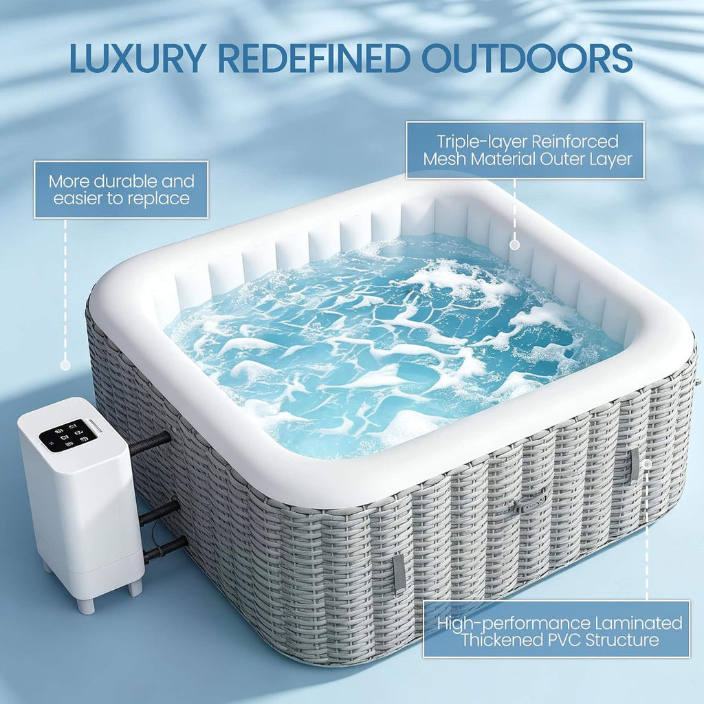 Premium 6-Person Portable Inflatable Hot Tub With 130 Massage Jets And 6 Filter Cartridges (SAK82109) - Saksby Wholesale - Luxury Redefined Outdoors