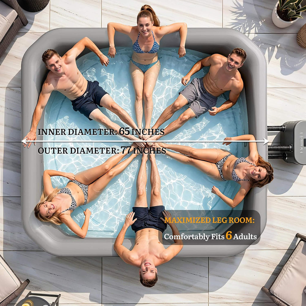 Premium 6-Person Portable Natural Stone Design Inflatable Square Hot Tub With 180 Massage Jets (SAK86251) - Saksby Wholesale - Dimensions