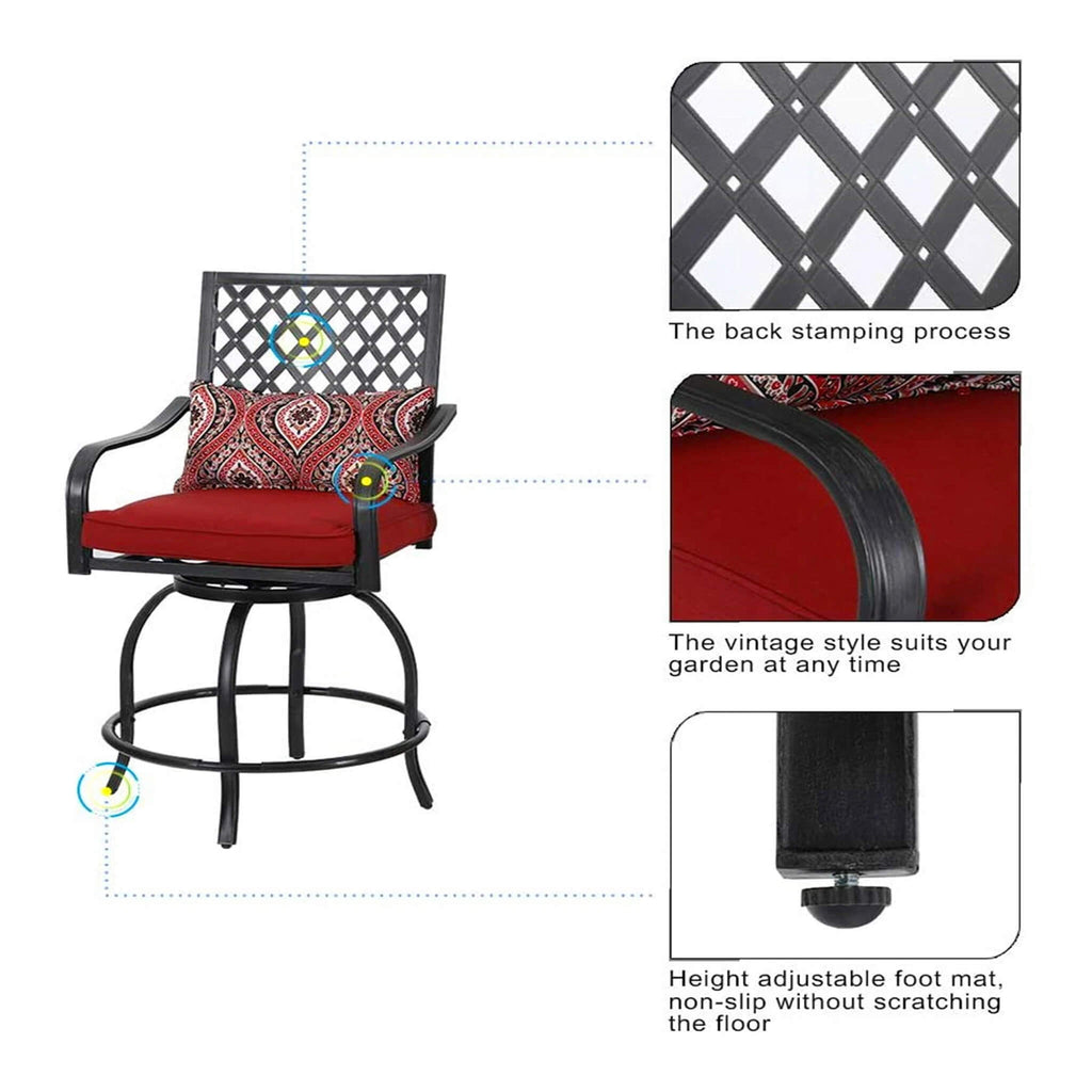 Premium 6-Piece Bar Patio Furniture Set With Umbrella, Swivel Chairs, And Cushions (SAK90375) - Saksby Wholesale - Bar Stools