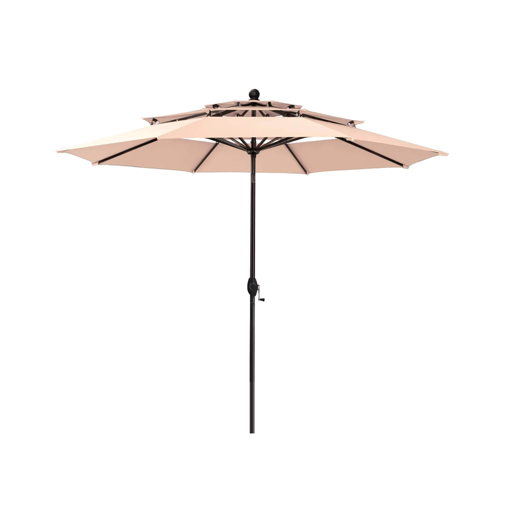 Premium 6-Piece Bar Patio Furniture Set With Umbrella, Swivel Chairs, And Cushions (SAK90375) - Saksby Wholesale - Beige Umbrella