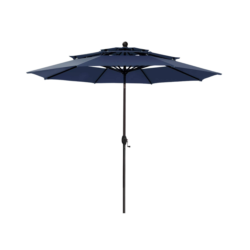 Premium 6-Piece Bar Patio Furniture Set With Umbrella, Swivel Chairs, And Cushions (SAK90375) - Saksby Wholesale - Blue Umbrella