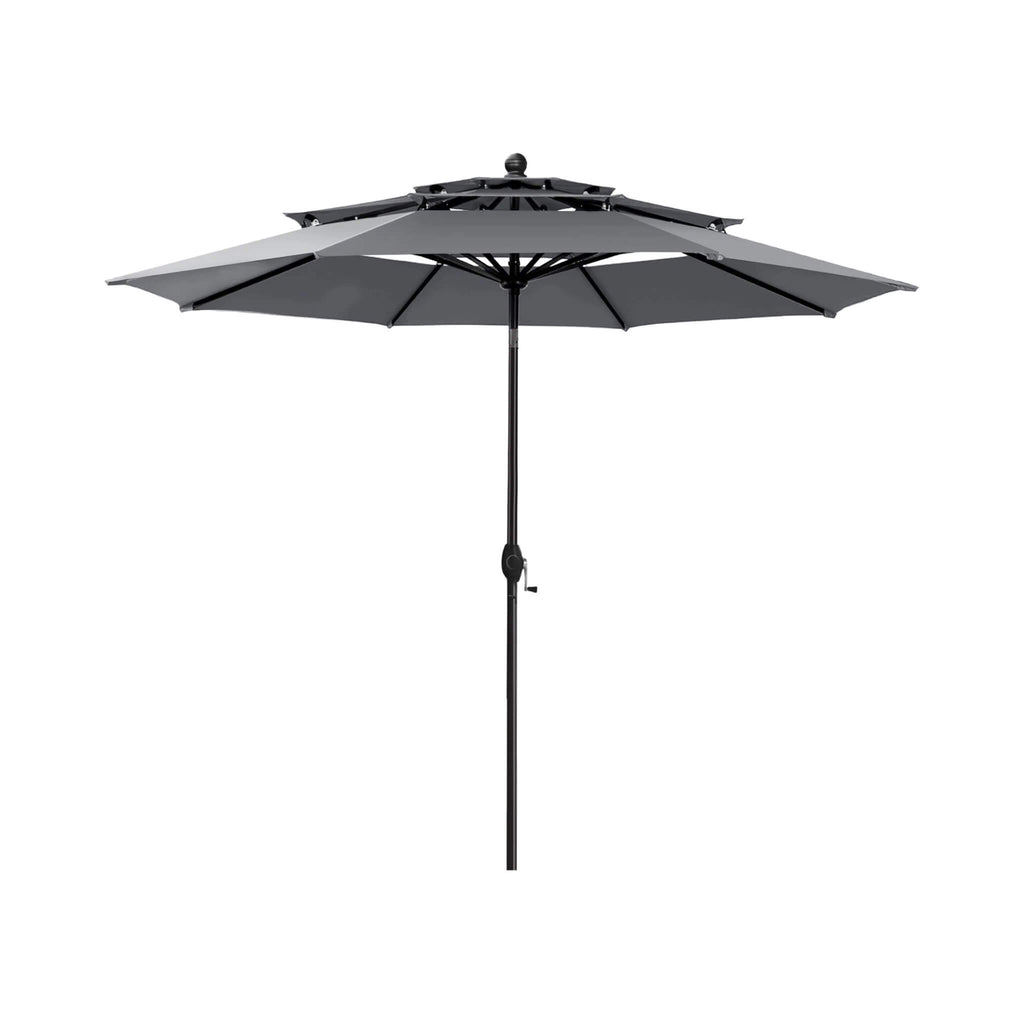 Premium 6-Piece Bar Patio Furniture Set With Umbrella, Swivel Chairs, And Cushions (SAK90375) - Saksby Wholesale - Gray Umbrella