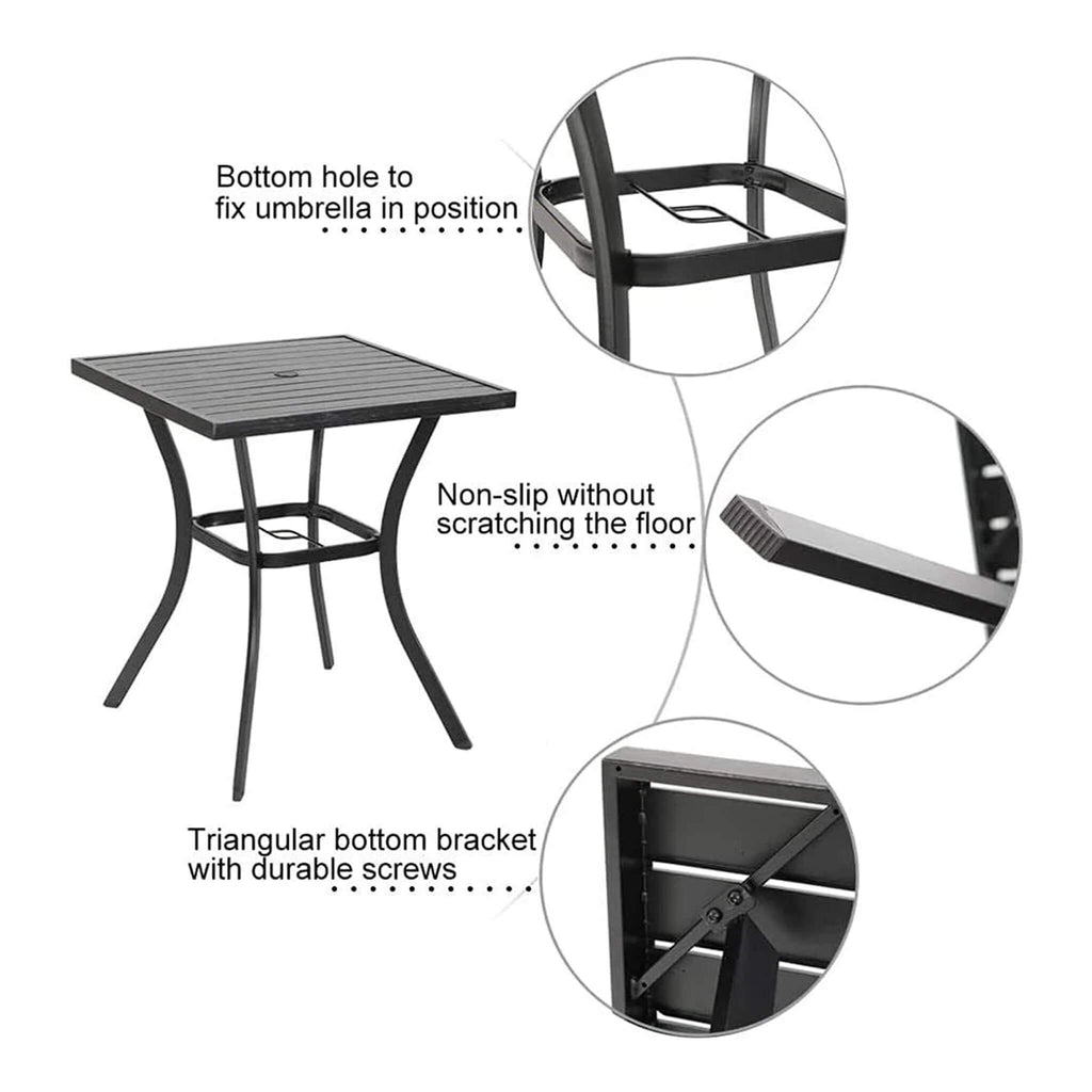 Premium 6-Piece Bar Patio Furniture Set With Umbrella, Swivel Chairs, And Cushions (SAK90375) - Saksby Wholesale - Table