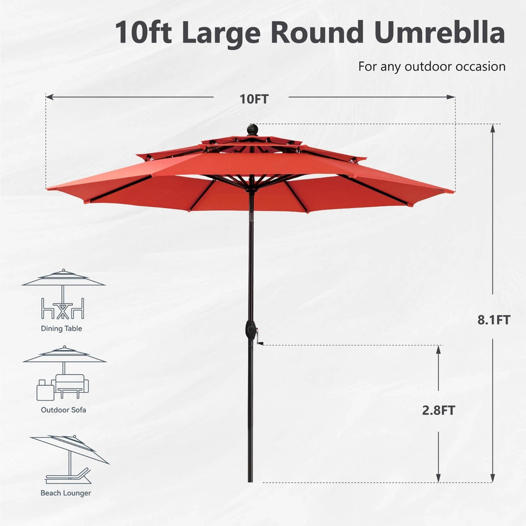 Premium 6-Piece Bar Patio Furniture Set With Umbrella, Swivel Chairs, And Cushions (SAK90375) - Saksby Wholesale - Umbrella Dimensions
