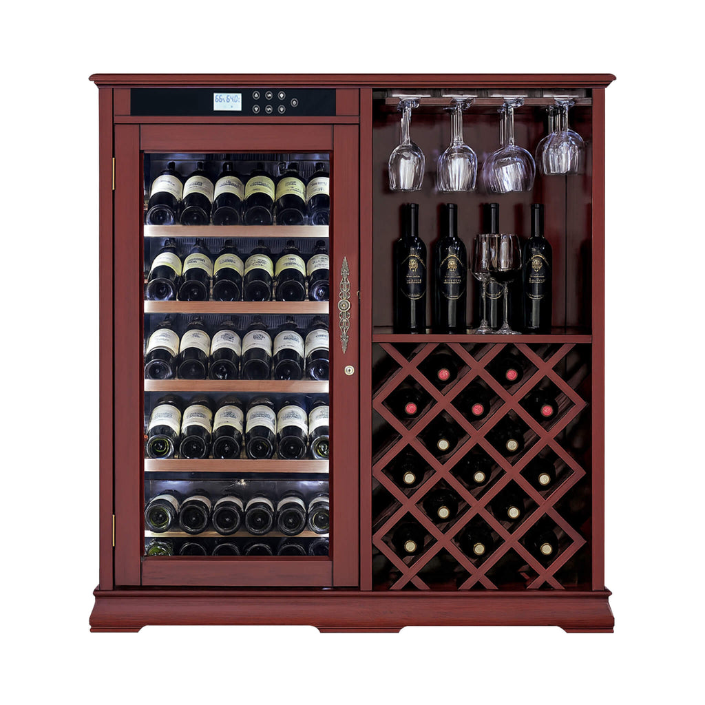 Nuvia Premium 69-Bottle Wooden Wine Cooler Cabinet With Built-In Storage (SAK17539) - Saksby Wholesale - Front View On White Background