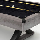 Premium 7ft Wood Billiards Pool Snooker Table Game Set With X-Shaped Legs SAK32091 Saksby - Corner View With Balls and Cue