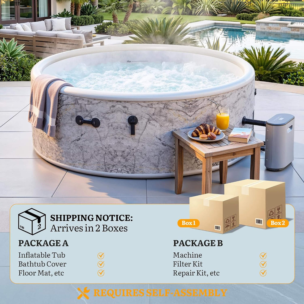 Premium 8-Person Inflatable Drop-Stitch Hot Tub With 220 Massage Jets (SAK78596) - Saksby Wholesale - Packaging