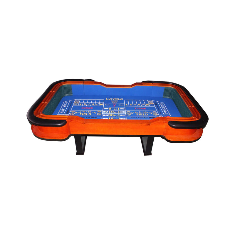 Premium 8FT Deluxe Casino Craps Table With Blue Felt And Pyramid Bumper (SAK91403)- Saksby Wholesale - Front View