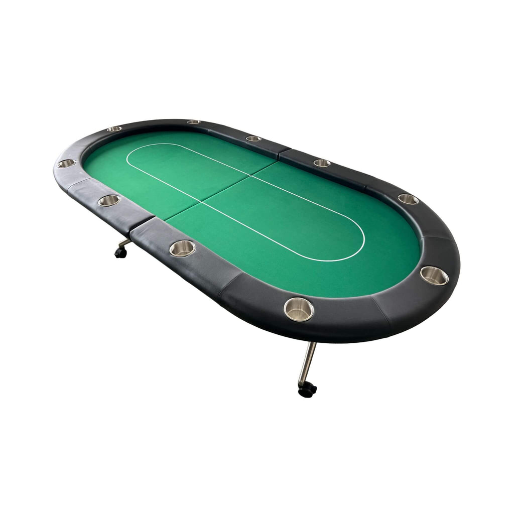 Premium 94-Inch Foldable 10-Player Poker Table With Wheels (SAK43087) - Saksby Wholesale - Top Side View