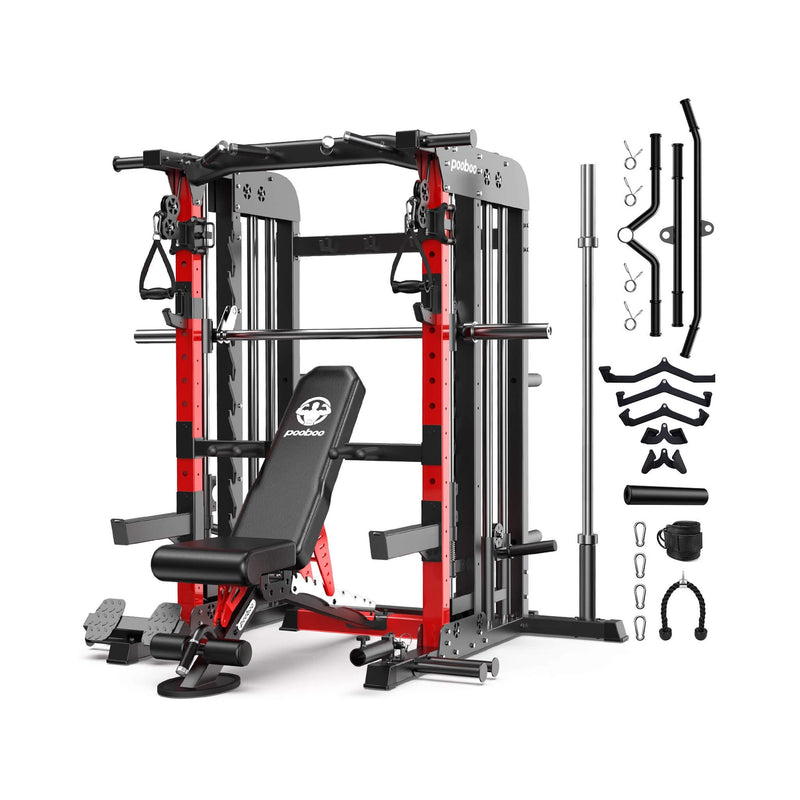 Premium All-In-One Squat Rack Power Cage With Smith Machine, 2000LBS (SAK59213) - Saksby Wholesale - Front View