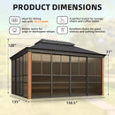 Premium All-Season Outdoor Wood Grain Sunroom With Sliding Doors And Double Top Roof (SAK58317) - Saksby Wholesale - 12X14FT Dimensions
