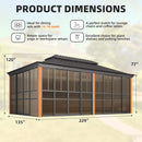 Premium All-Season Outdoor Wood Grain Sunroom With Sliding Doors And Double Top Roof (SAK58317) - Saksby Wholesale - 12X20FT Dimensions