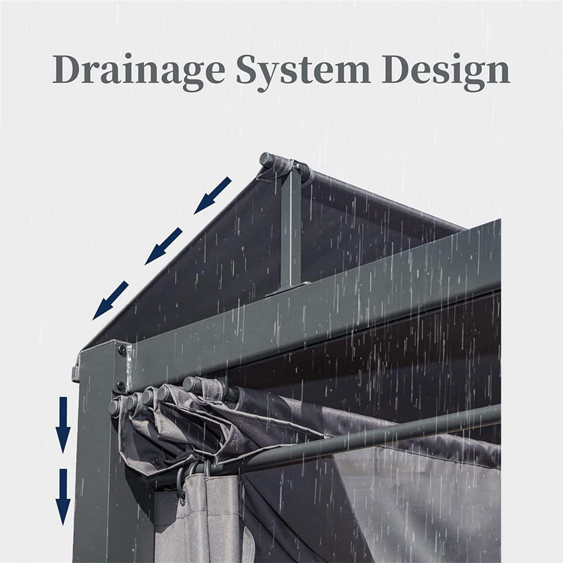 Premium Aluminum Outdoor Patio Daybed With Retractable Canopy And Double Chaise Lounge (SAK17682) - Saksby Wholesale - Drainage System Design