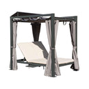 Premium Aluminum Outdoor Patio Daybed With Retractable Canopy And Double Chaise Lounge (SAK17682) - Saksby Wholesale - Side Front View