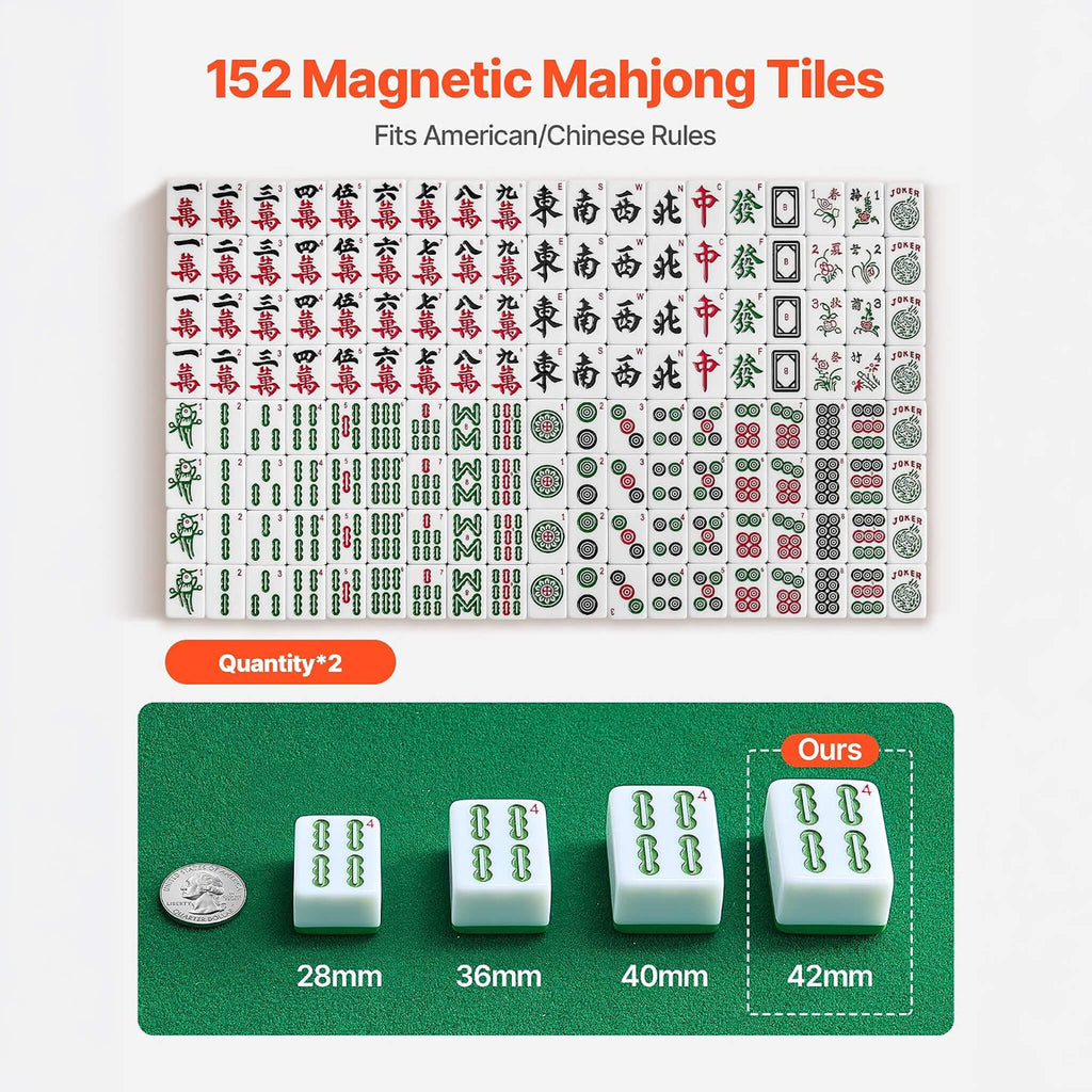 Premium Automatic Foldable Mahjong Table With Wheels And Two Sets Of Tiles (SAK92307) - Saksby Wholesale - 152 Magnetic Tiles