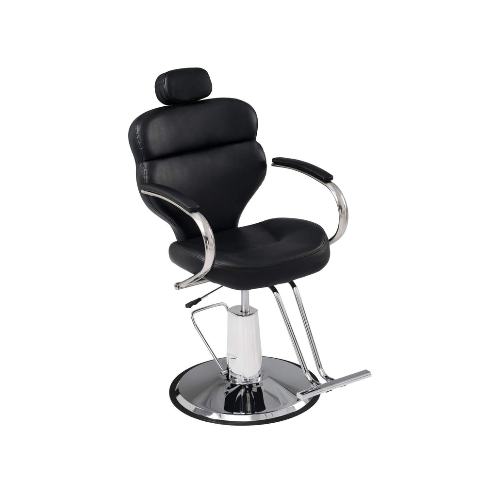 Premium Black PU Leather Reclining Barber Chair With Hydraulic Pump (SAK53892) - Saksby Wholesale - Front Right View