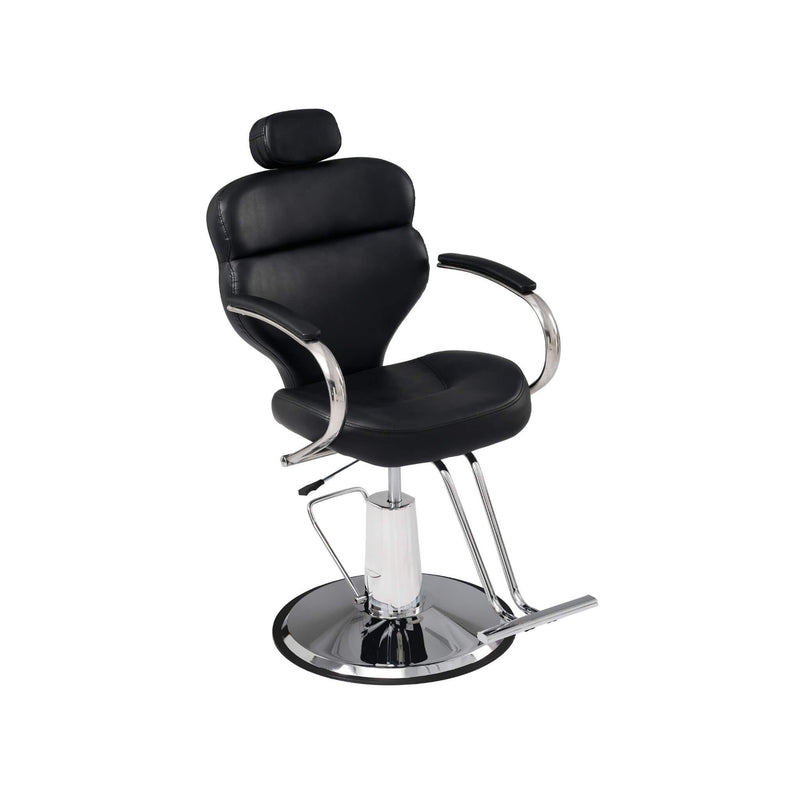 Premium Black PU Leather Reclining Barber Chair With Hydraulic Pump (SAK53892) - Saksby Wholesale - Front Right View