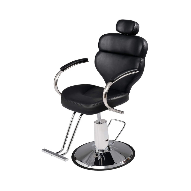 Premium Black PU Leather Reclining Barber Chair With Hydraulic Pump (SAK53892) - Saksby Wholesale - Front Left View