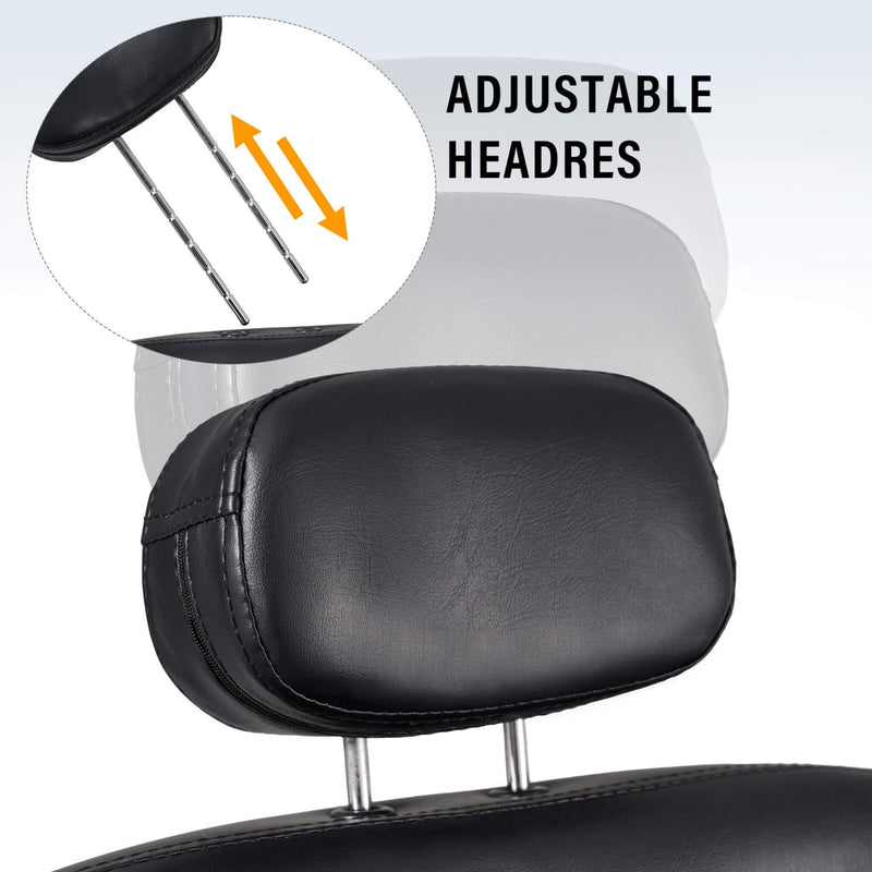 Premium Black PU Leather Reclining Barber Chair With Hydraulic Pump (SAK53892) - Saksby Wholesale - Headrest View