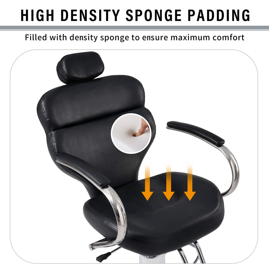 Premium Black PU Leather Reclining Barber Chair With Hydraulic Pump (SAK53892) - Saksby Wholesale - Padding View