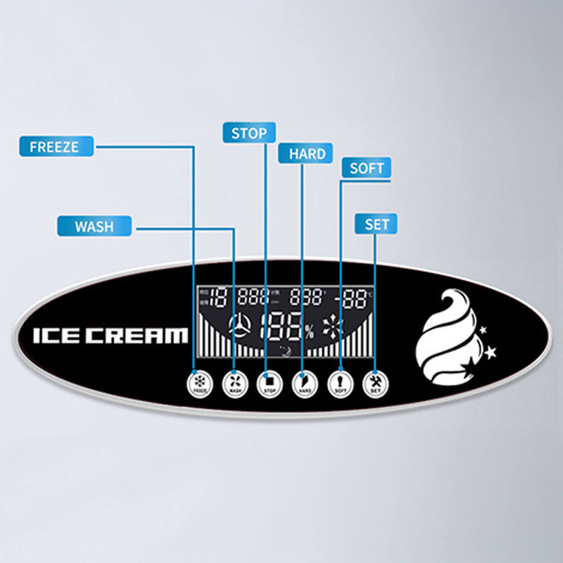 Premium Commercial 3-Flavor Dual Hopper Ice Cream Machine (SAK56917) SAKSBY - LCD Display View