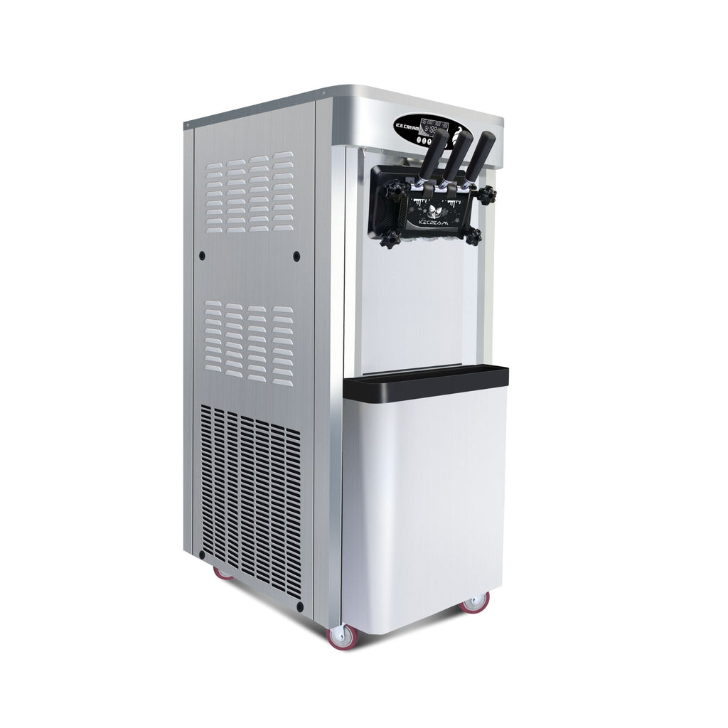 Premium Commercial Vertical 2000W 3-Flavor Soft Ice Cream Machine With Dual 6L Hoppers, 25-30L/H (SAK93406) - Saksby Wholesale - Left Side View