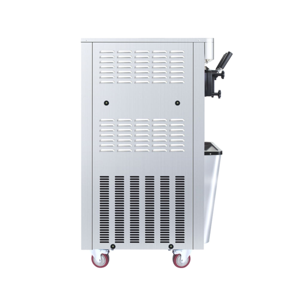 Premium Commercial Vertical 2000W 3-Flavor Soft Ice Cream Machine With Dual 6L Hoppers, 25-30L/H (SAK93406) - Saksby Wholesale - Side View