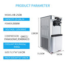 Premium Commercial Vertical 2000W 3-Flavor Soft Ice Cream Machine With Dual 6L Hoppers, 25-30L/H (SAK93406) - Saksby Wholesale - Product Parameter
