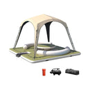 [11X11FT] Premium Floating Dock Lounge With With Ladder, Double Seats, Table, And Canopy (SAK49273) - Saksby Wholesale - Front View With Accessories