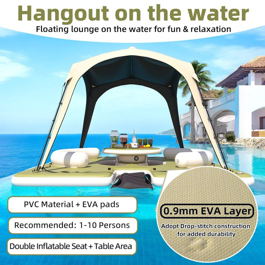 [11X11FT] Premium Floating Dock Lounge With With Ladder, Double Seats, Table, And Canopy (SAK49273) - Saksby Wholesale - Material Quality Details